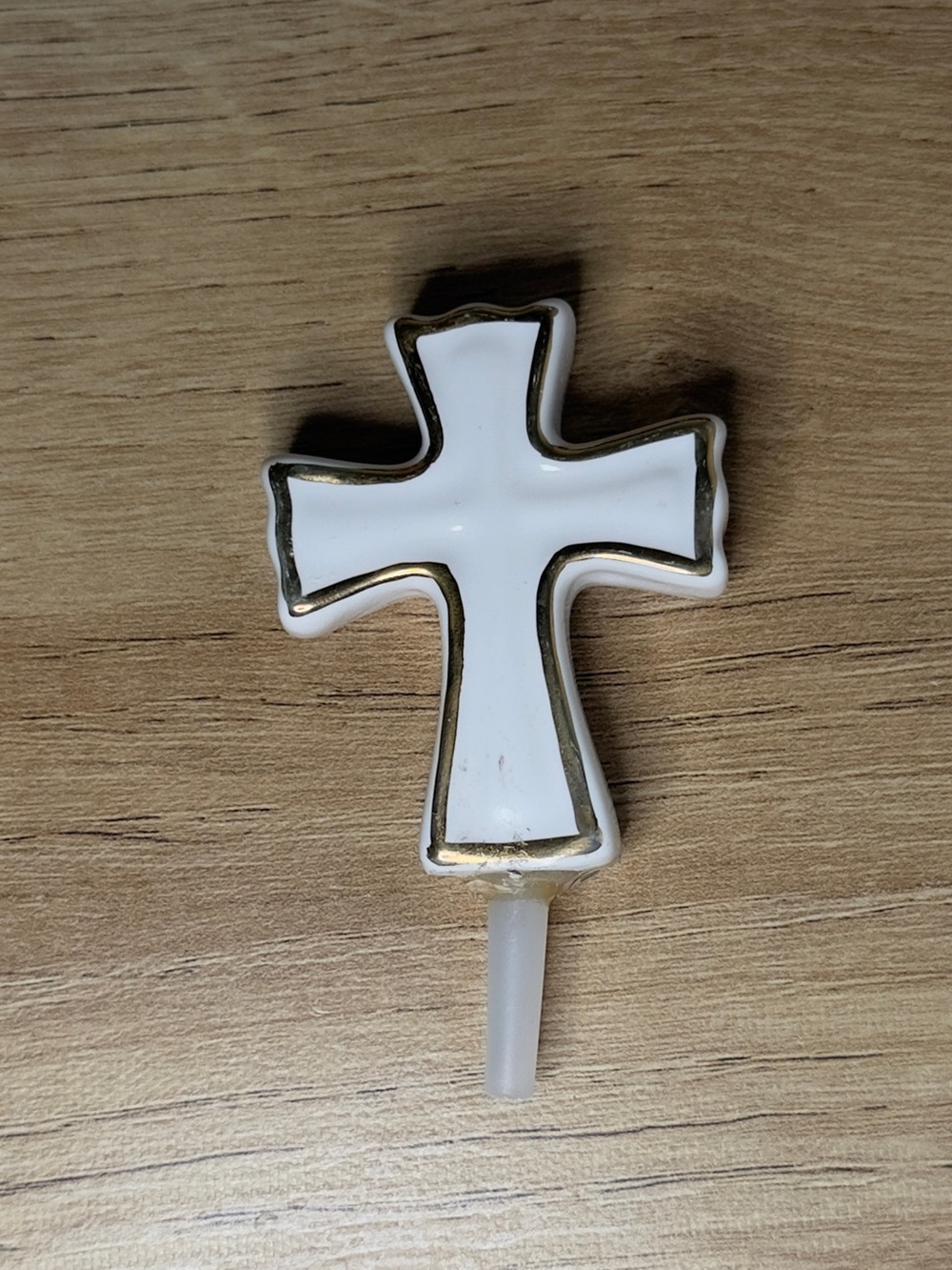 Nora Fleming White Cross Mini Gold Trim Religious Ornament